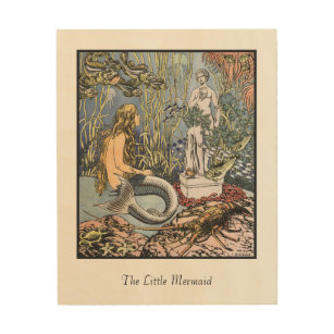 Illustration von der kleine Meerjungfrau-hölzernen Holzwanddeko