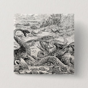 Illustration von Dinosauriern aus dem 19. Jahrhund Button