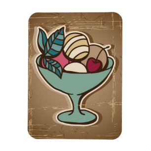 Illustration von Eiscreme im Retro-Stil Magnet