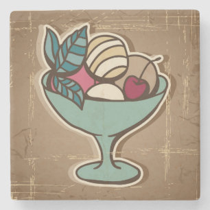 Illustration von Eiscreme im Retro-Stil Steinuntersetzer