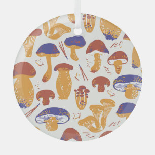 Illustration von essbaren Pilzen im Vintage-Stil Ornament Aus Glas