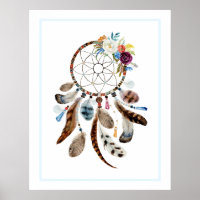 Illustration von Federn und Blume für Dreamcatcher