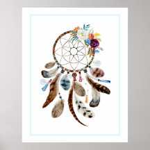 Illustration von Federn und Blume für Dreamcatcher