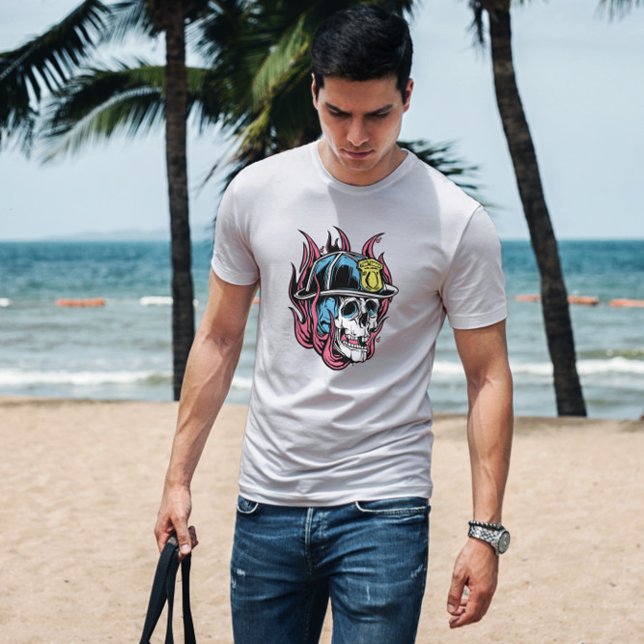 Illustration von Fireman Skull T-Shirt (Von Creator hochgeladen)