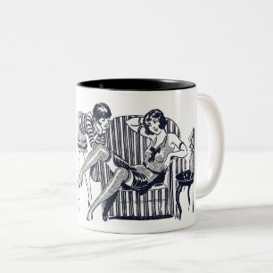 Illustration von Flappern aus dem Jahr 1929 Zweifarbige Tasse