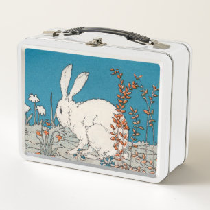 Illustration von Fluffy White Kanbit bei Blume Metall Brotdose