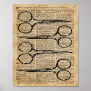 Illustration von Friseurscheren im Vintage-Stil Poster