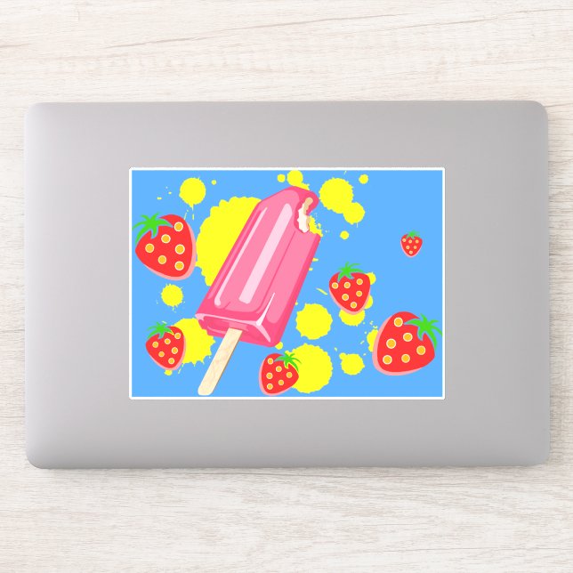 Illustration von Fun Pink Popsicle und Strawberrie Aufkleber (Computer)