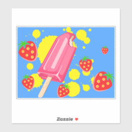 Illustration von Fun Pink Popsicle und Strawberrie Aufkleber