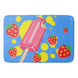 Illustration von Fun Pink Popsicle und Strawberrie Badematte