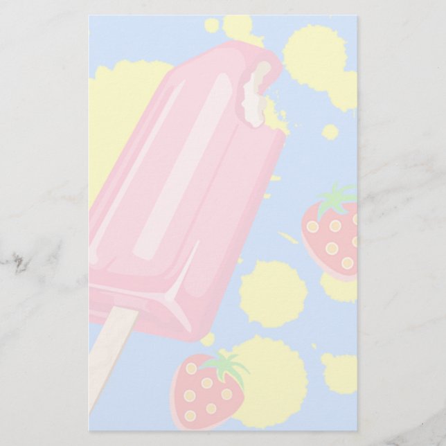 Illustration von Fun Pink Popsicle und Strawberrie Briefpapier (Vorderseite)