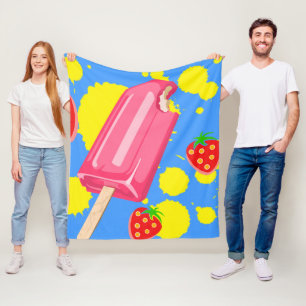 Illustration von Fun Pink Popsicle und Strawberrie Fleecedecke