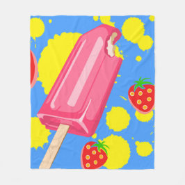 Illustration von Fun Pink Popsicle und Strawberrie Fleecedecke