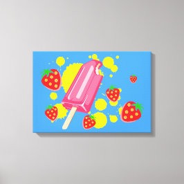 Illustration von Fun Pink Popsicle und Strawberrie Leinwanddruck