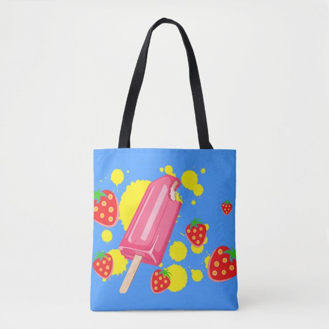 Illustration von Fun Pink Popsicle und Strawberrie Tasche (Vorderseite)