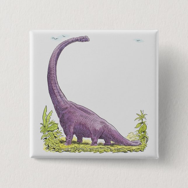 Illustration von Giraffatitan Dinosaurier Button (Vorderseite)