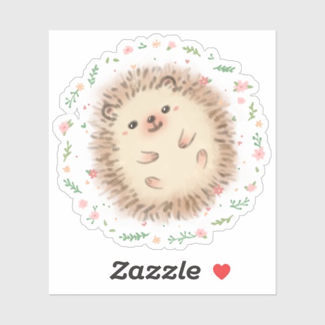Illustration von Igel und Blume Aufkleber (Blatt)