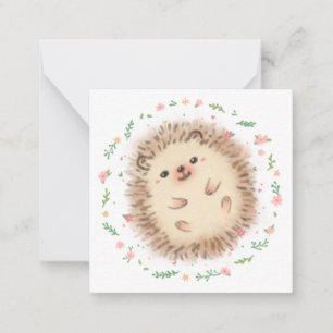 Illustration von Igel und Blume Mitteilungskarte