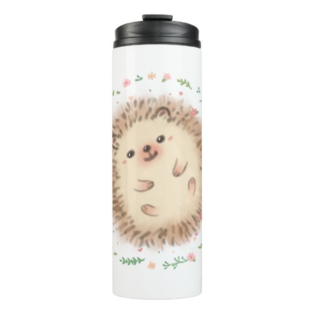 Illustration von Igel und Blume Thermosbecher (Vorderseite)