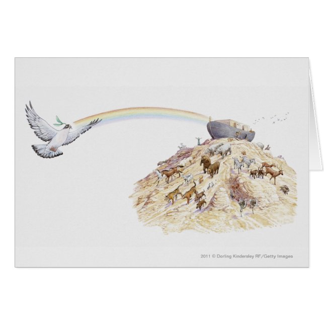 Illustration von Noahs Arche mit dem Tierverlassen (Vorderseite (Horizontal))