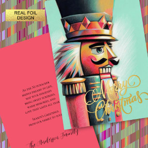 Illustration von Nutcracker Christmas Aqua Folien Feiertagskarte
