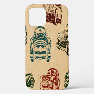 Illustration von Oldtimern Hintergrundmuster iPhone 12 Hülle