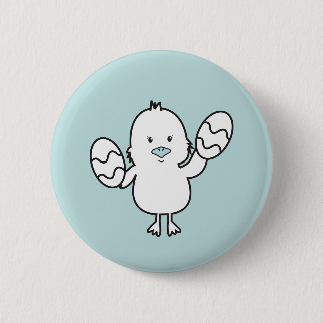 Illustration von Pastel Blue Niedlich Easter Chick Button (Vorderseite)