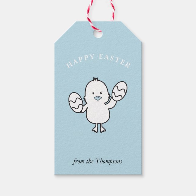 Illustration von Pastel Blue Niedlich Easter Chick Geschenkanhänger (Vorderseite)