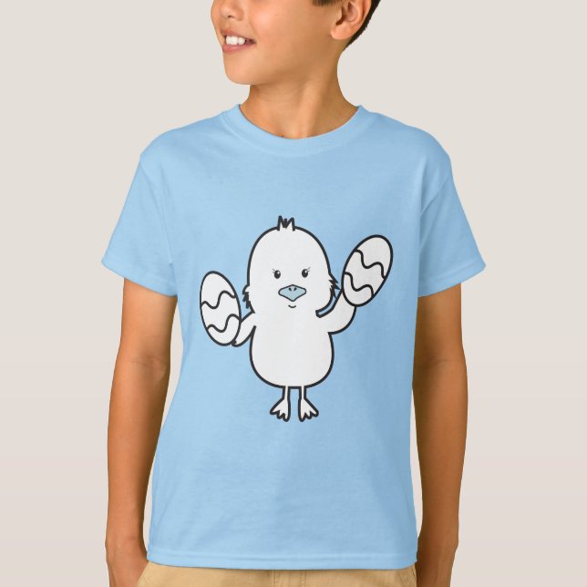 Illustration von Pastel Blue Niedlich Easter Chick T-Shirt (Vorderseite)