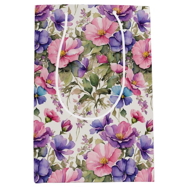 Illustration von Pastel-Blume | Schleifpapier Mittlere Geschenktüte (Vorderseite)
