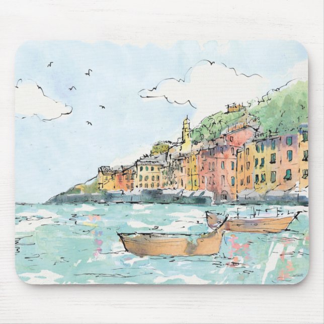 Illustration von Porofino Hafen Mousepad (Vorne)