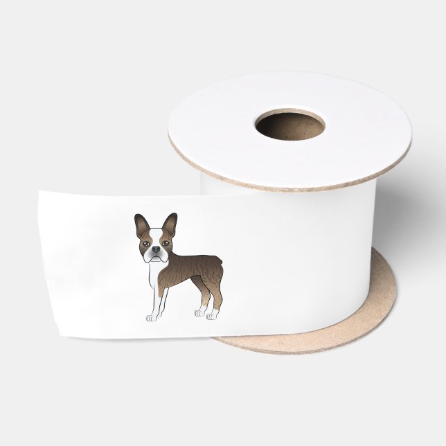 Illustration von Rindle und White Boston Terrier D Satinband (Spule)