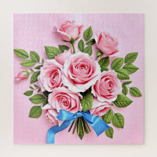 Illustration von rosa Rosenstrauß mit Band