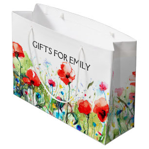 Illustration von Roten Pflaumen und Frühlingsblume Große Geschenktüte