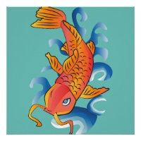 Illustration von schwimmenden Koi-Fischen