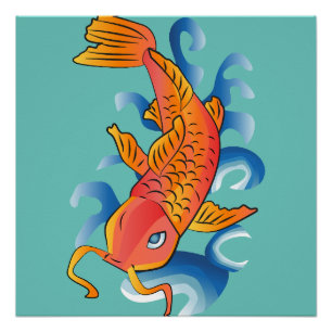 Illustration von schwimmenden Koi-Fischen Poster