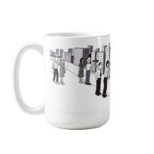 Illustration von sechs Menschen auf dem Dach einer