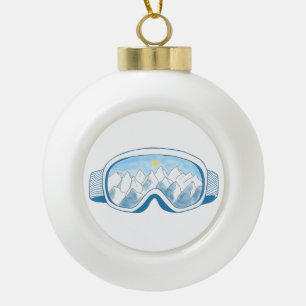 Illustration von Skibrillen im Gebirge Keramik Kugel-Ornament