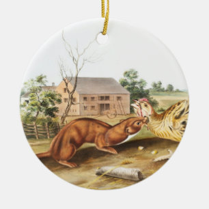 Illustration von Tawny Weasel (Putorius fuscus) Keramik Ornament