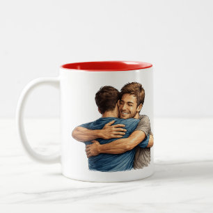Illustration von Umarmung unter besten Freunden Zw Zweifarbige Tasse