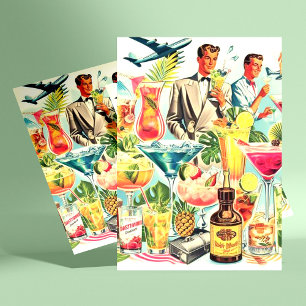 Illustration von Vintage-Cocktailgetränken Postkarte