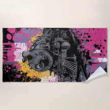 Illustration von Vintage-Dampfzug-Graffiti im Pop-