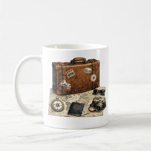 Illustration von Vintage-Reiseessentials Kaffeetasse