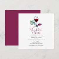 Illustration von Wein und Käse Brautparty