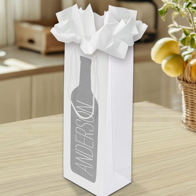 Illustration von Weinflaschen - Moderner weißer Na Geschenktüte Für Weinflaschen (Custom WIne Gift Bag)
