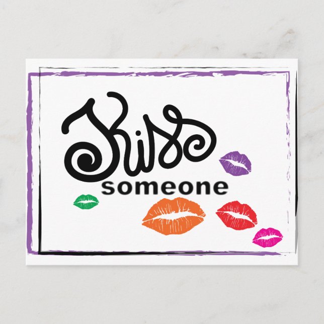 Illustration von Whimsisfarben KISSES Postkarte (Vorderseite)