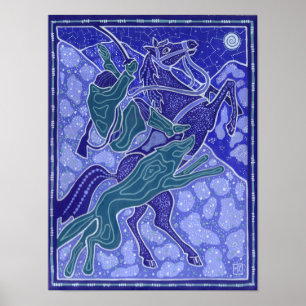 Illustration von Wölfen mit Pferderücken, Chase Poster