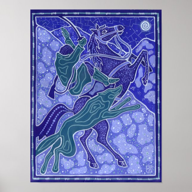 Illustration von Wölfen mit Pferderücken, Chase Poster (Vorne)
