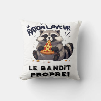 Illustration Waschbär Humor Der saubere Bandit Kissen