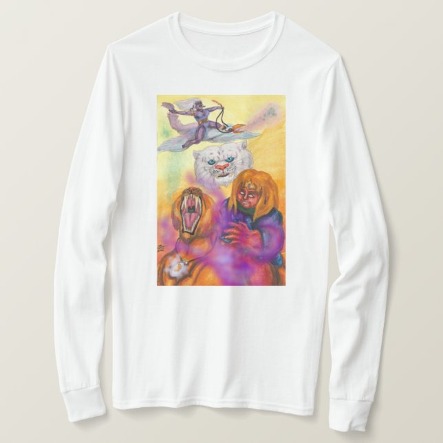 Illustration Wasserfarbe Fantasie Krieger reiten L T-Shirt (Design vorne)